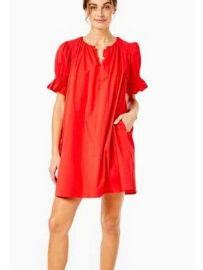 Addison Bay Cotton Poplin Newport Dress Red Size Small